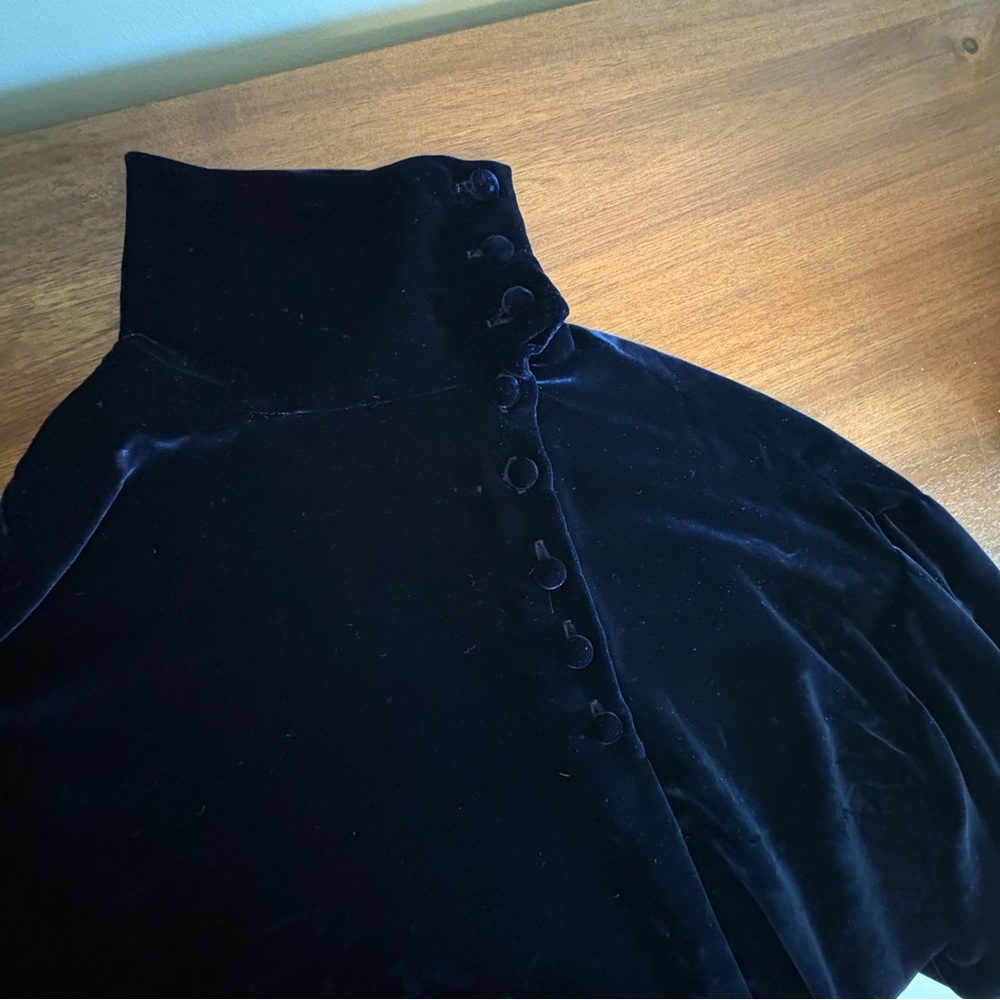 Vintage Ralph Lauren Silk Velvet Tunic Mini Dress Button Collar Turtleneck 90s 6 - Picture 11 of 14